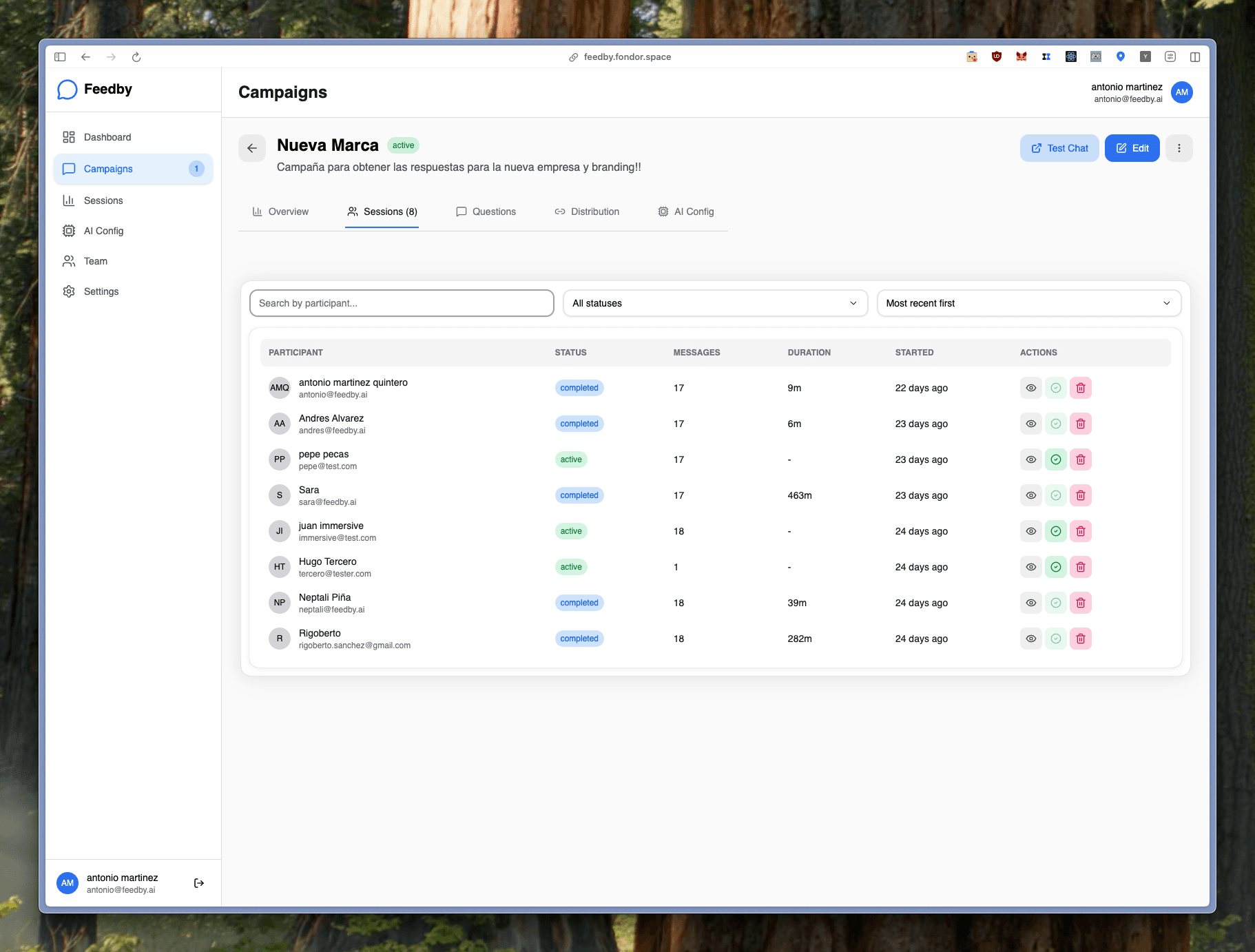 Feedby response flow screen